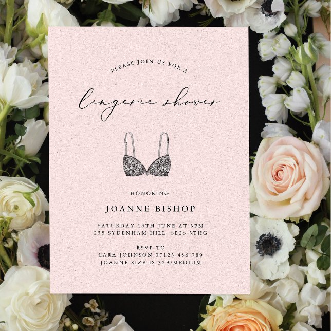 Invitación Rubor Calligraphy Lingerie Bridal Shower (Subido por el creador)