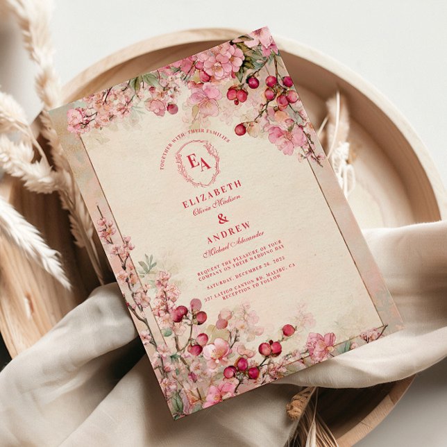 Invitación Rubor Cherry Blossom Garden Wedding (Subido por el creador)