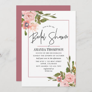 Invitación Rubor color de agua y ducha de novias oro Rosa