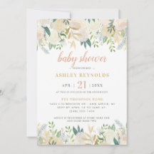 Rubor Cream Gold Floral Greenery Chica Baby Shower