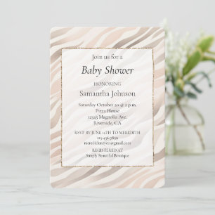 Invitación Rubor Cream Zebra Animal Print Baby Shower