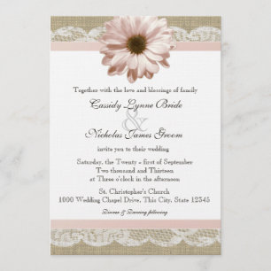Invitación Rubor Daisy Country Lace y Burlap Boda