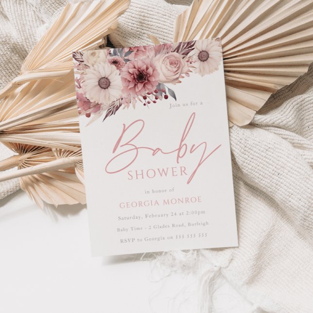 Invitación Rubor de Boho y Baby Shower de Rosa divino (Subido por el creador)
