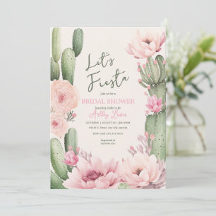 Invitación Rubor de cactus rosa Fiesta boho verdor nupcial