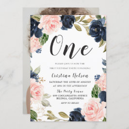 Invitación Rubor de Chica de la Marina primer Fiesta de cumpl