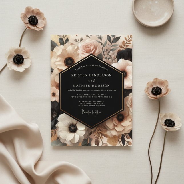 Invitación Rubor de Crema Romance Floral Boda (Subido por el creador)