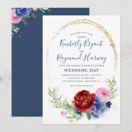 Invitación Rubor de la Marina de Borgoña y Boda de Rústica de