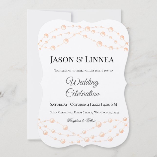 Invitación Rubor de marfil moderno Boda neutral de Pearl romá (Anverso)