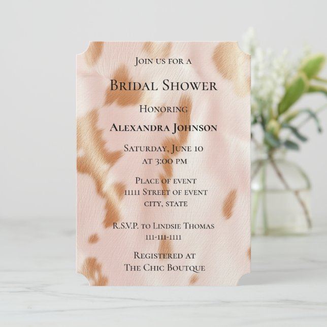 Invitación Rubor de novias del Piel de vaca suroeste de Pink  (Anverso de pie)