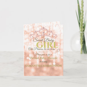Invitación Rubor Diamond Rosa Gold Script Baby Shower plegado