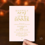 Invitación Rubor Dorado Cena Felices Para Siempre Boda<br><div class="desc">Celebra tu para siempre con elegancia moderna</div>