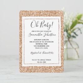 Invitación Rubor dorado rosa melocotón brillo glamour