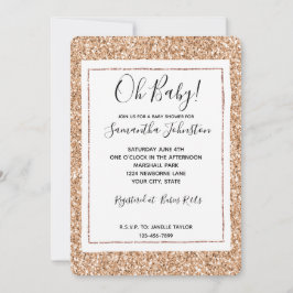 Invitación Rubor dorado rosa melocotón brillo glamour