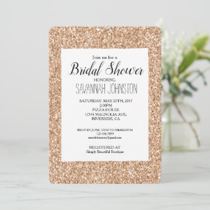Invitación Rubor Dorado Rosa Melocotón Brillo Glitz