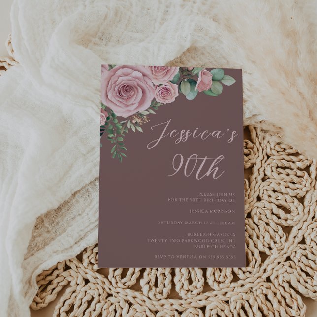 Invitación Rubor Elegance 90th Birthday Party (Subido por el creador)
