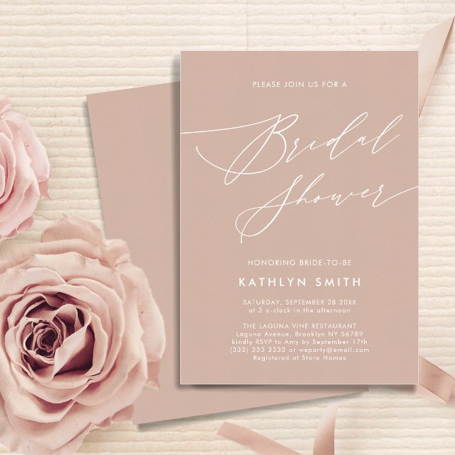 Invitación Rubor Elegant Script Rosado Moderno Ducha Nodal (Subido por el creador)