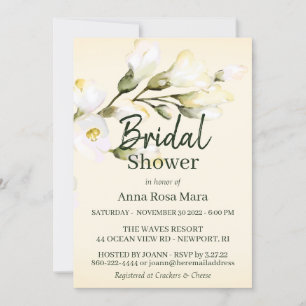 Invitación *~* Rubor Elegant White Beach Rosa Bridal Shower