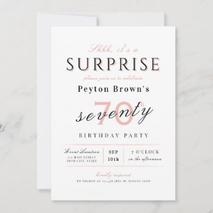 Invitación Rubor elegante, elegante y elegante sorpresa 70 añ