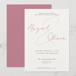 Invitación Rubor Elegante y Minimalista | Boda Moderna y Simp