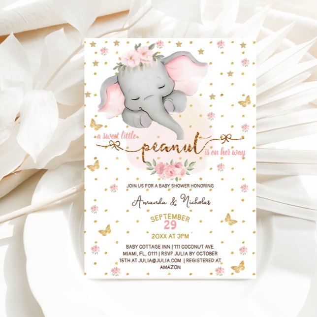 Invitación Rubor Elephant Pink Baby Shower (Subido por el creador)