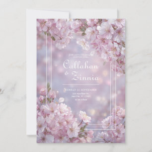Invitación Rubor Etéreo Rosa Bokeh Flor de Cerezo Boda