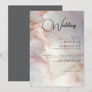 Invitación Rubor Exótico Ópalo Mármol