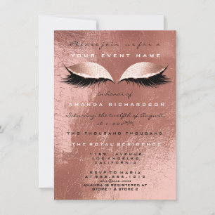 Invitación Rubor Eyes Purpurina 16ª novia de vidrio rosa rosa