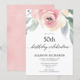 Invitación Rubor floral acuarela mujeres adulto fiesta de cum