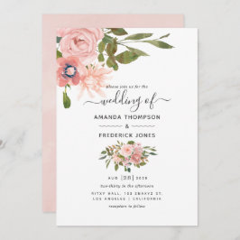 Invitación Rubor floral acuarela y Boda de oro Rosa