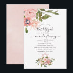 Invitación Rubor floral acuático y Rosa Gold Bat Mitzvah<br><div class="desc">Invitación mitzvah de murciélago floral dorado rosa y rosa a la moda con elegante tipografía de escritura a mano personalizable a los detalles de tu evento.</div>