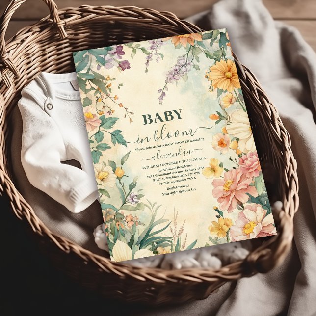 Invitación Rubor Floral Baby en Bloom Baby Shower (Subido por el creador)