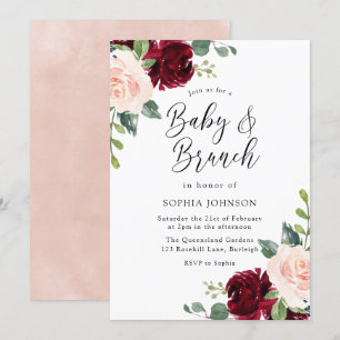 Invitación Rubor Floral Baby Shower Baby & Brunch