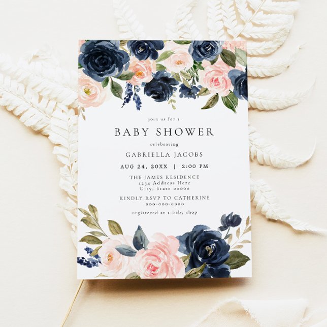 Invitación Rubor Floral Baby Shower romántico y dulce (Subido por el creador)