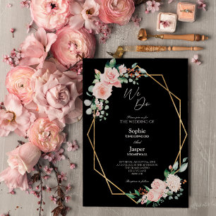 Invitación Rubor Floral Black Simple We Do Boda