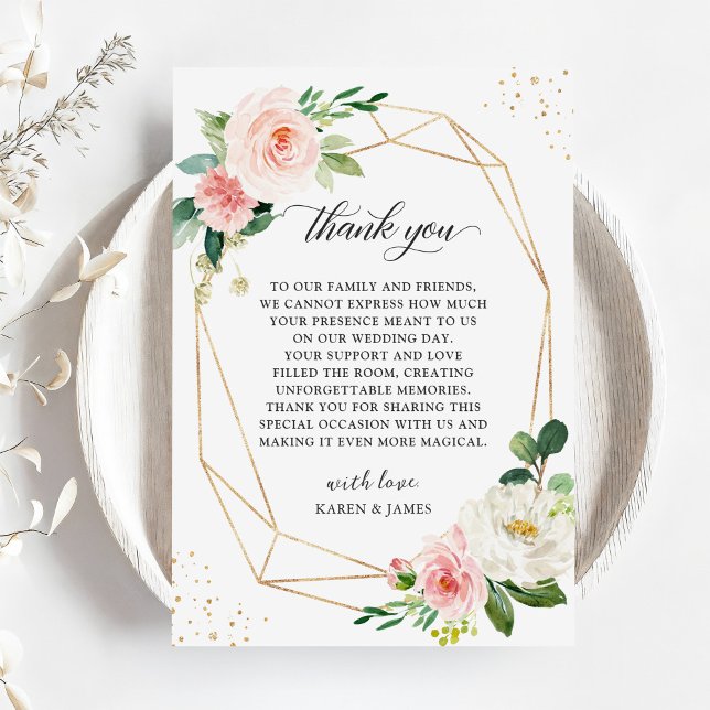 Invitación Rubor Floral Boda Plaza Configuración de Gracias T (Subido por el creador)