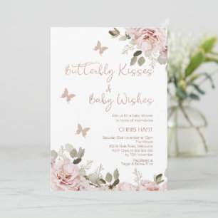Invitación Rubor Floral Butterfly besa Baby Shower