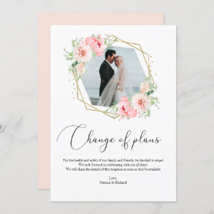 Invitación Rubor Floral Cambio Geométrico De Planes Elopement