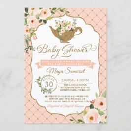 Invitación Rubor Floral Chica de lujo Tea Fiesta Baby Shower