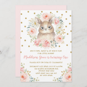 Invitación Rubor Floral Conejo Conejo Conejo Conejo Nacido Pr