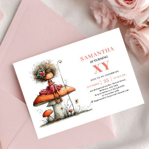Invitación Rubor Floral Cumpleaños Mágico de Hada Tercera