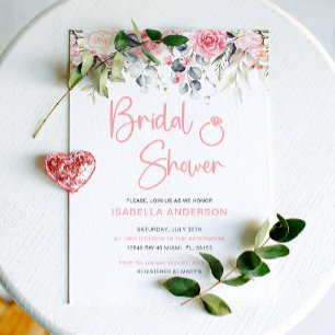 Invitación Rubor Floral Ducha de novia del anillo de acuare