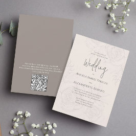 Invitación Rubor Floral Elegant Simple | Código QR