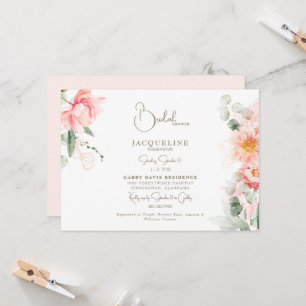 Invitación Rubor Floral Elegante ducha de novia Horizontal