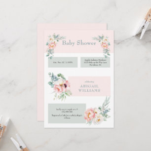 Invitación Rubor Floral Eucalyptus Baby Shower