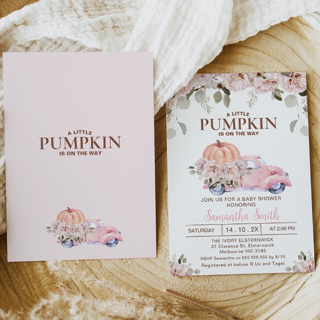 Invitación Rubor Floral Feminine Little Pumpkin Baby Shower (Subido por el creador)