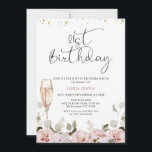 Invitación Rubor Floral Glass 21st Birthday<br><div class="desc">Invitación de cumpleaños 21ª Rubor Floral Glass Invitation Floral Invitación Floral Invitación 21ª invitación de 21º cumpleaños con un adorable arreglo floral con flores de color rubor y copa de champán de follaje de eucalipto y un moderno e negro título de imagen de caligrafía. Ideal para cualquiera que busque una...</div>