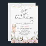 Invitación Rubor Floral Glass 21st Birthday<br><div class="desc">Invitación de cumpleaños 21ª Rubor Floral Glass Invitation Floral Invitación Floral Invitación 21ª invitación de 21º cumpleaños con un adorable arreglo floral con flores de color rubor y copa de champán de follaje de eucalipto y un moderno e negro título de imagen de caligrafía. Ideal para cualquiera que busque una...</div>