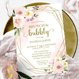 Invitación Rubor Floral Gold Brunch Y Bubbly Bridal Shower
