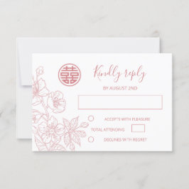 Invitación Rubor Floral Line Art Boda china RSVP