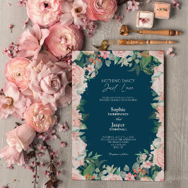 Invitación Rubor Floral Navy Boda nada divertido